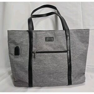 Relavel Women‎ Gray Messenger lunch Bag gray w/satin brown lining outer USB Port